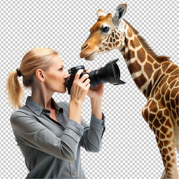 PSD woman photographer zoo click photo