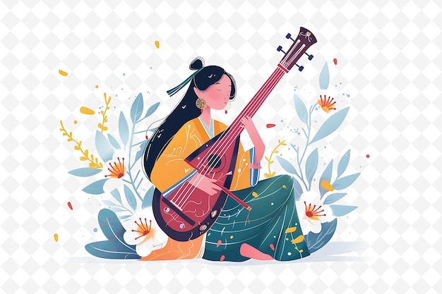 a woman playing the violin in a floral background with a woman playing the violin