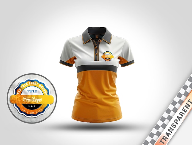 woman polo shirt Logo mockup transparent background