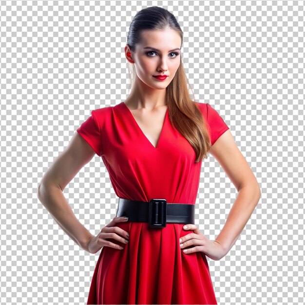 PSD a woman in a red dress is wearing a red dress png