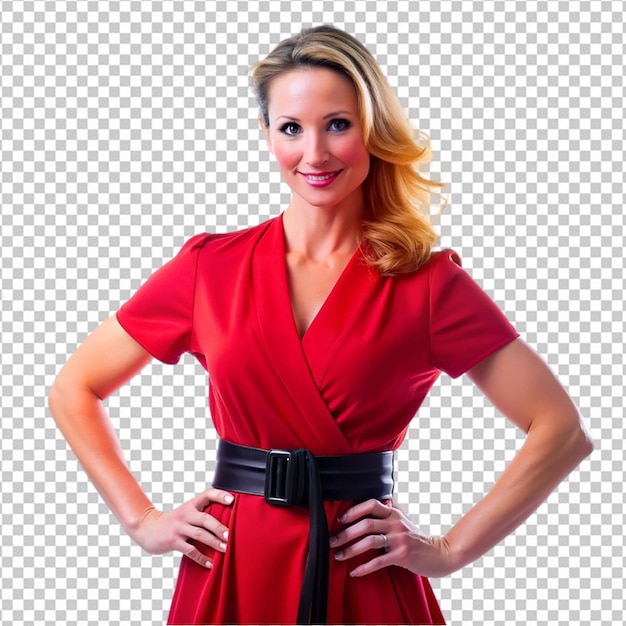 PSD a woman in a red dress is wearing a red dress png