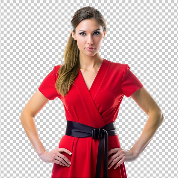 PSD a woman in a red dress is wearing a red dress png