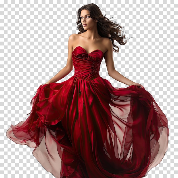 PSD a woman in a red dress with a red dress on the bottom