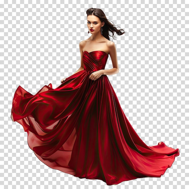 PSD a woman in a red dress with a red dress on it