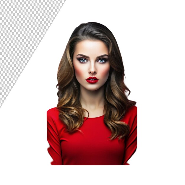 a woman in red poster on transparent background