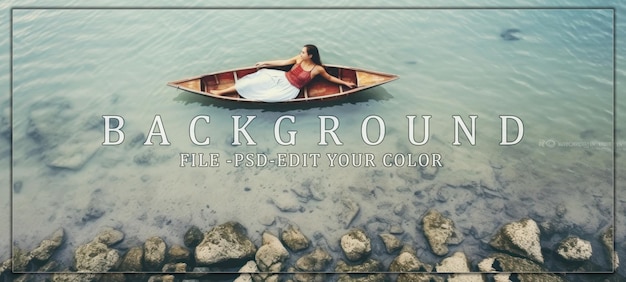 PSD woman relaxing in a canoe on a calm lake