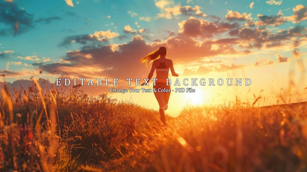 Woman Running Towards the Sunset