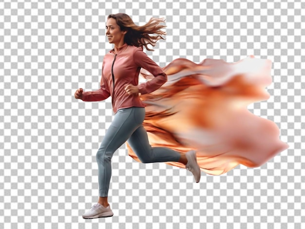 PSD woman running on white background