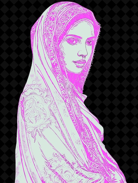 PSD a woman in a sari with a purple scarf