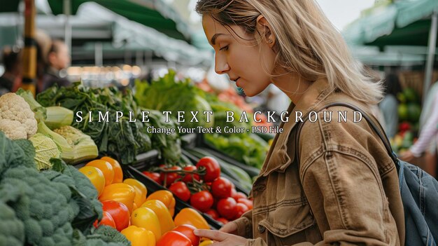 PSD woman selecting produce at a farmers market