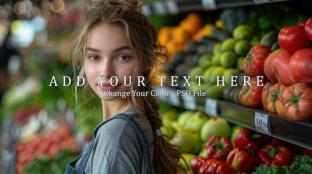 PSD woman shopping for vegetables