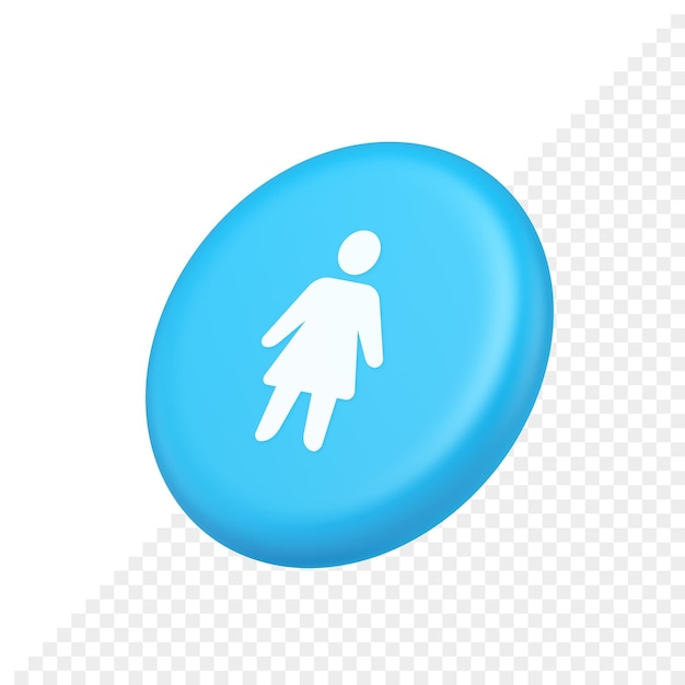 Woman silhouette staff member unrecognizable person button user profile interface 3d side view icon