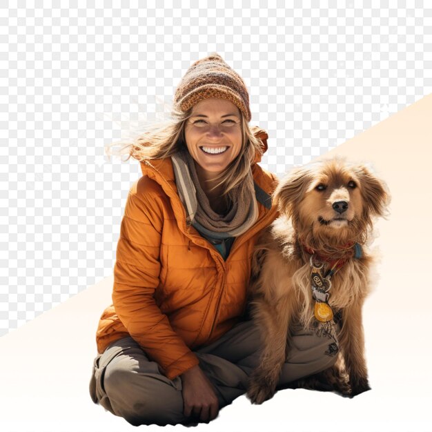 PSD a woman smiles as she poses with her dog