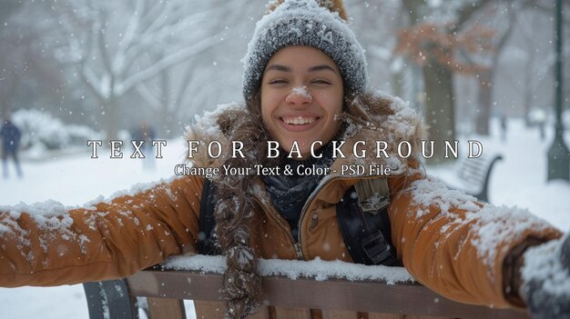 PSD woman smiling in the snow