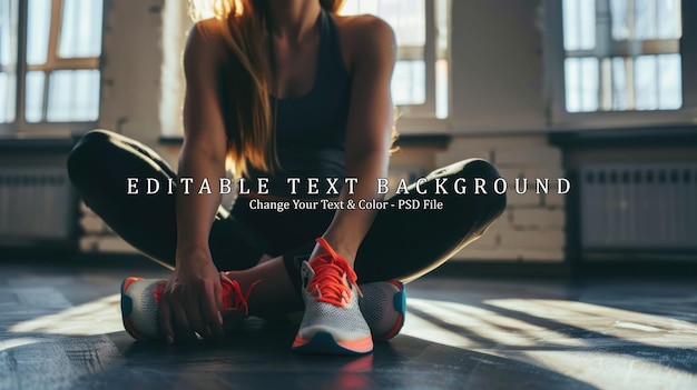 PSD woman in sportswear sitting on the floor