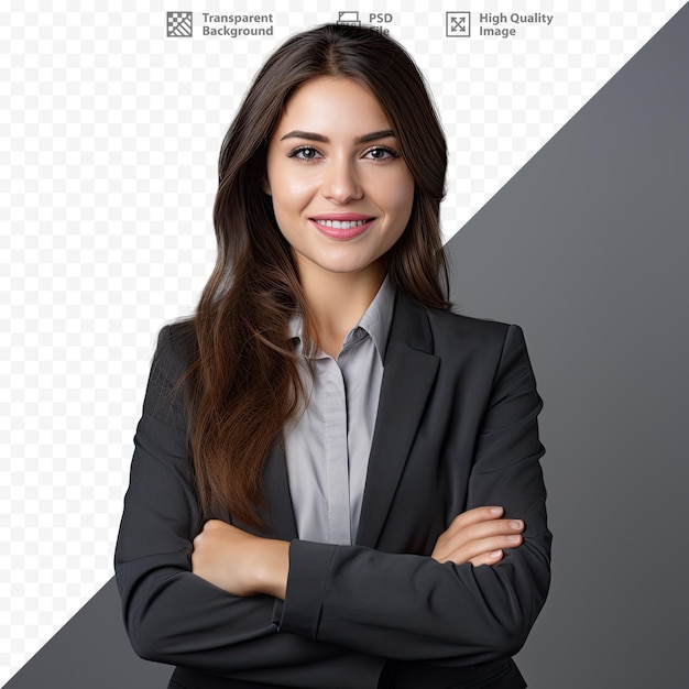 a woman stands in front of a poster that says " the company ".