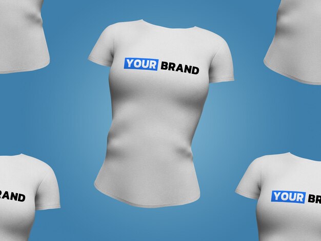 Woman T-Shirt  Mockup 3D Rendering Design