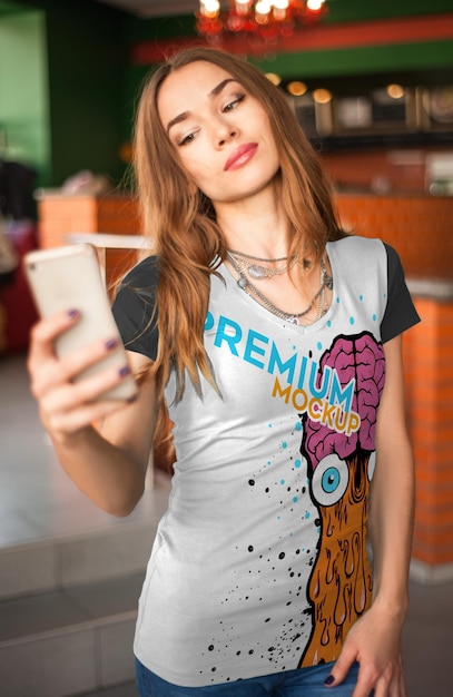 PSD woman t shirt mockup