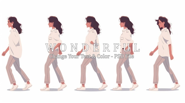 PSD woman walking animation illustration