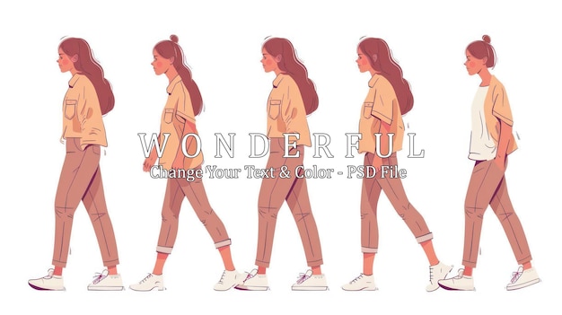 PSD woman walking animation