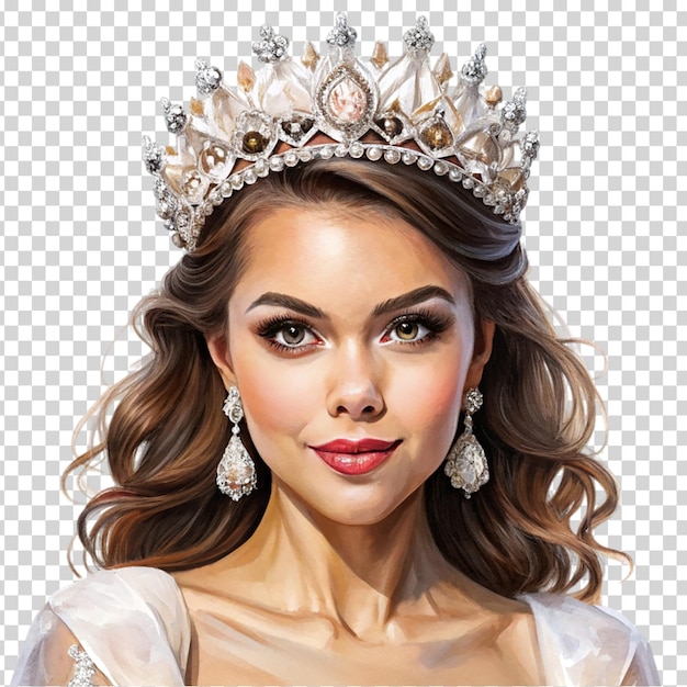 PSD a woman wearing a crown and earrings is smiling on transparent background