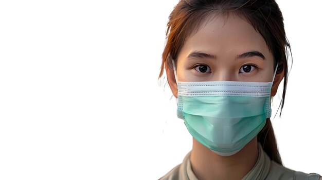 PSD a woman wearing a face mask with a face mask on