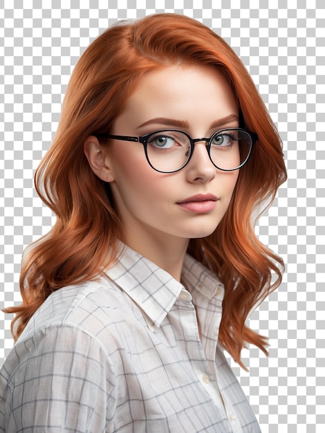 a woman wearing glasses with a red hair and a shirt that says im a girl