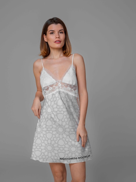 PSD woman wearing nightdress mockup