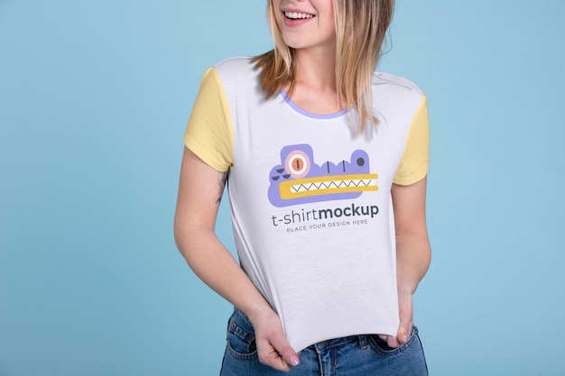 Woman wearing shirt mock-up