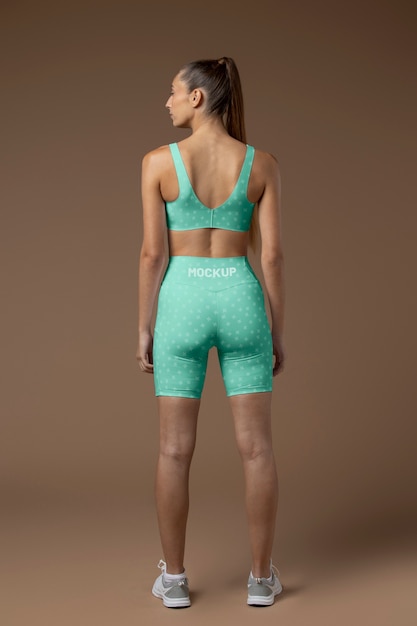 Woman wearing sportswear mock-up