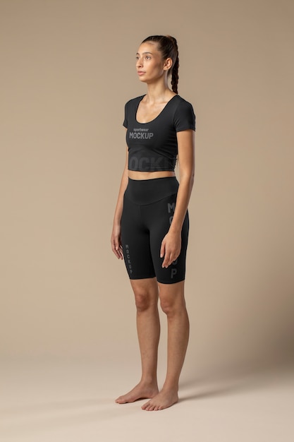 Woman wearing sportswear mock-up