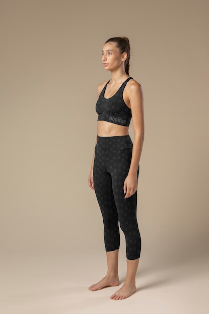 Woman wearing sportswear mock-up