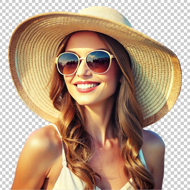 woman wearing summer hat and glasses