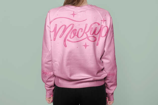 Woman wearing sweatshirts mockup