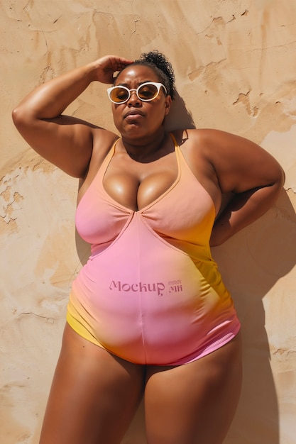 Woman wearing swimsuit mockup