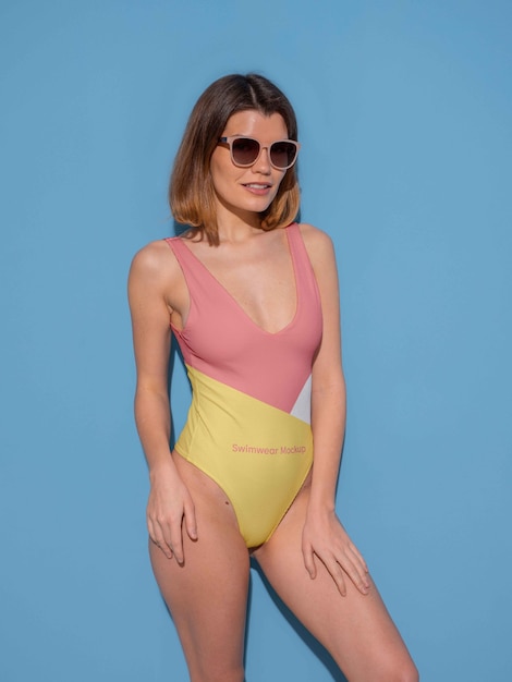 PSD woman wearing swimwear mockup