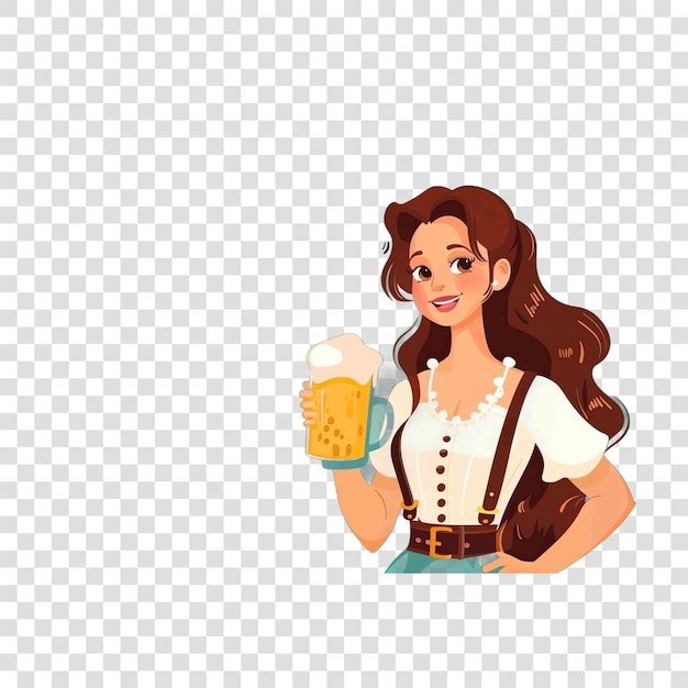 woman wearing the traditional bavarian clothes with beer in hand for oktoberfest