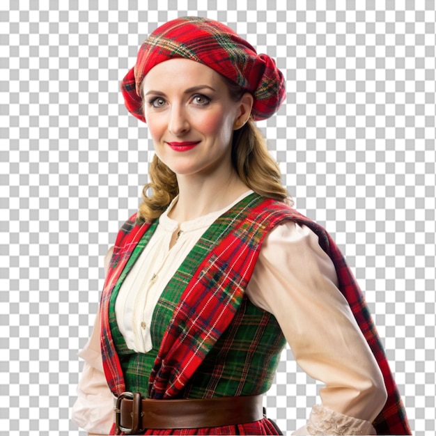 PSD woman wearing traditional scottish clothing