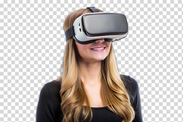 PSD a woman wearing a virtual reality headset with the eyes closed