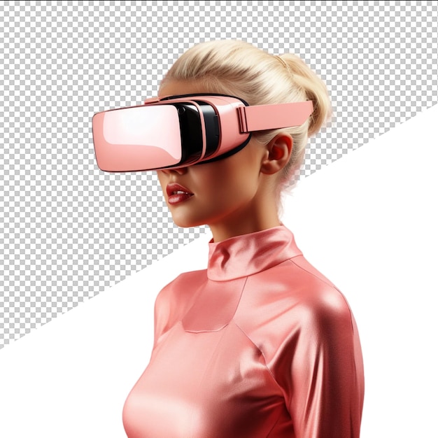 a woman wearing a virtual reality headset with the eyes closed