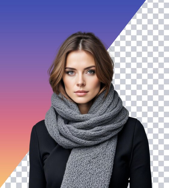 PSD a woman wearing a white scarf with a pink background and a purple background