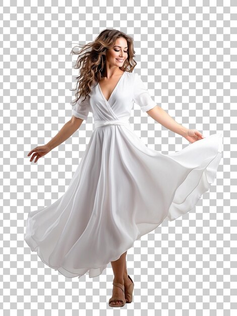 PSD a woman in a white dress with a white skirt on a transparent background