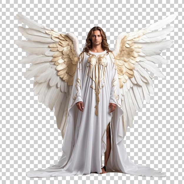 PSD a woman in a white dress with wings on a transparent background