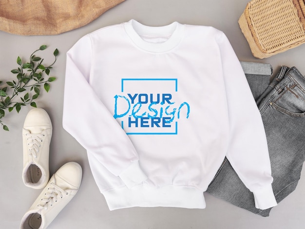 Woman white sweater Mockup