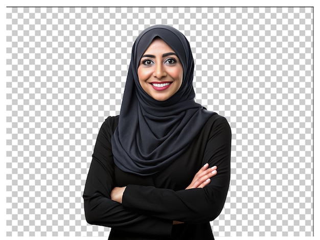 PSD a woman with a black hijab on her head