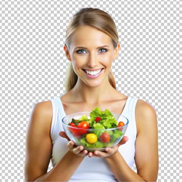 PSD woman with bowl of salad healthy lifestyle