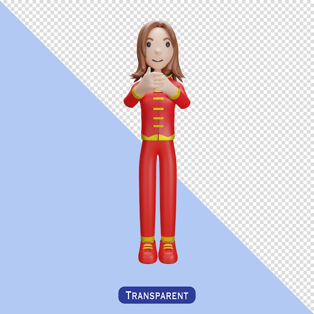 woman with chinese dress in 3 d style happy chinese new year