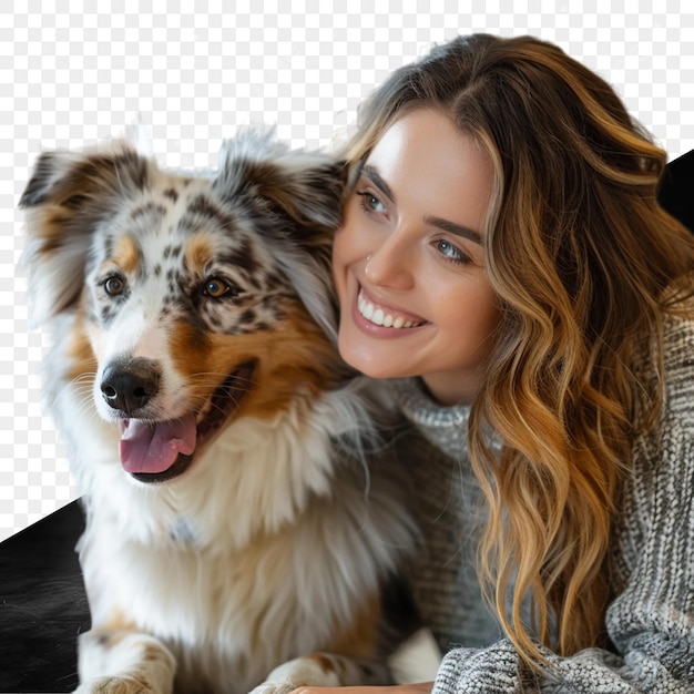 PSD a woman with a dog and a picture of a dog