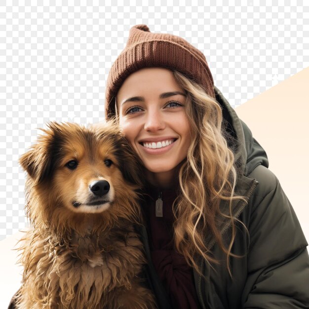 PSD a woman with a dog and a picture of a dog