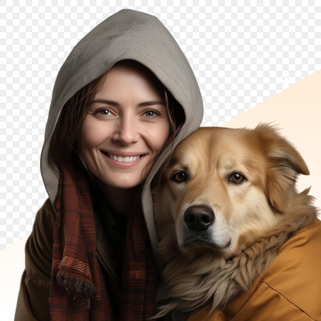 PSD a woman with a dog and a picture of a dog